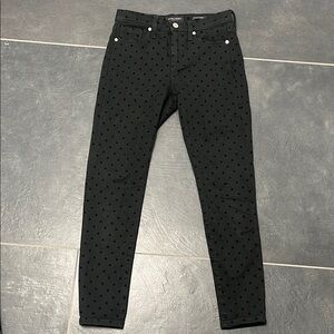 Banana Republic women’s mid rise skinny Black velvet Polka Dot jeans 26